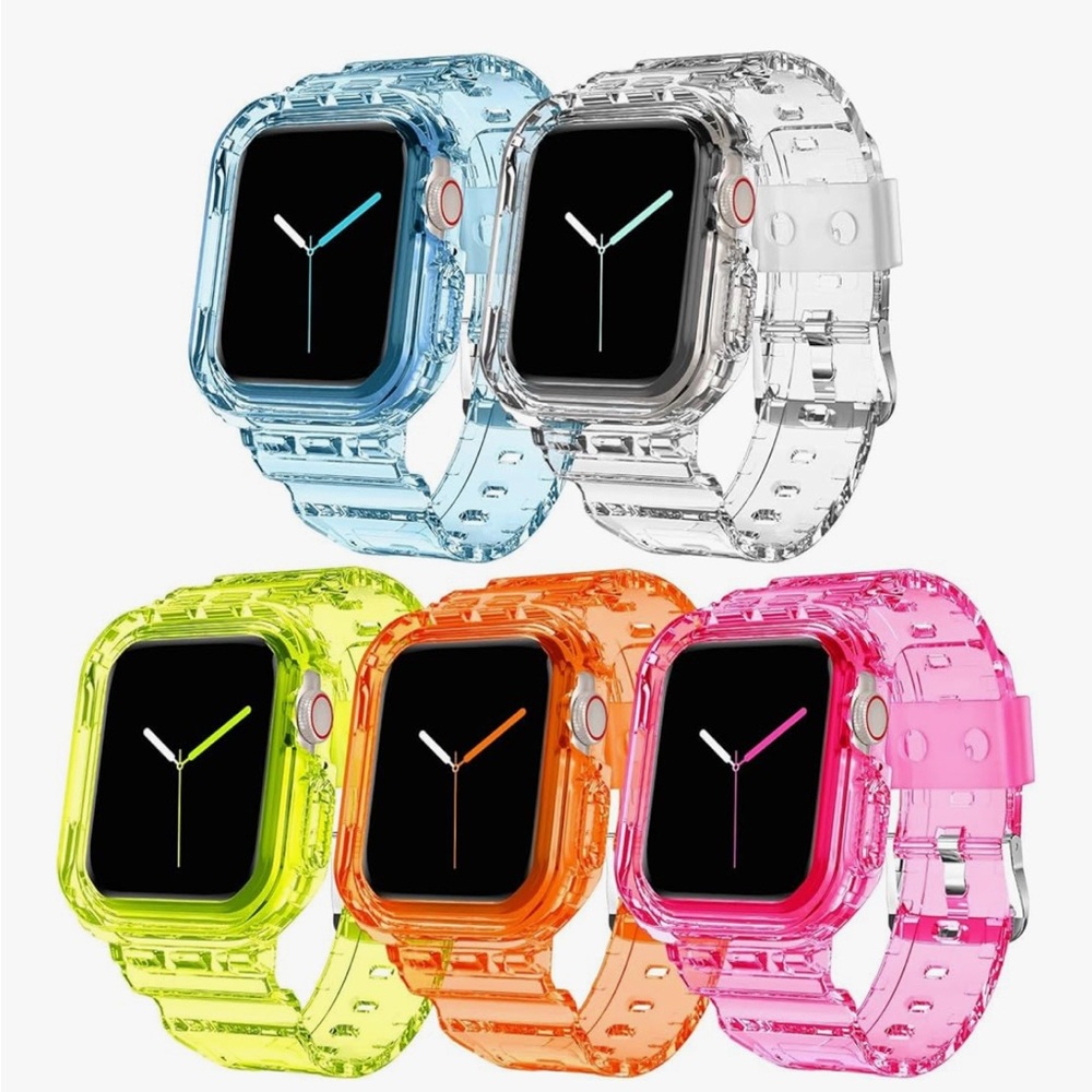 Apple Watch bands, neon colors, this is a 5pack from Amazon.